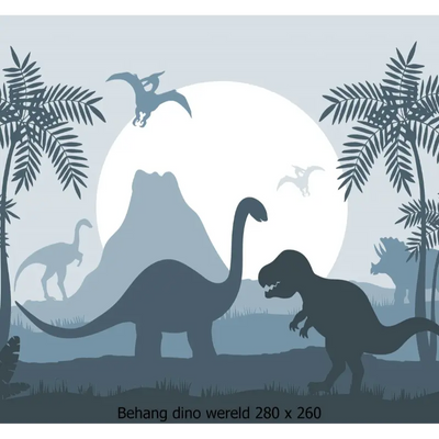 Designed4Kids wandvullend behang kinderkamer dino blauw