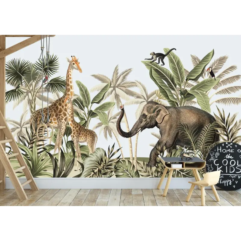 Designed4Kids wandvullend behang kinderkamer giraffe met jong