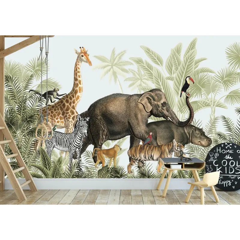 Designed4Kids wandvullend behang kinderkamer jungle parade