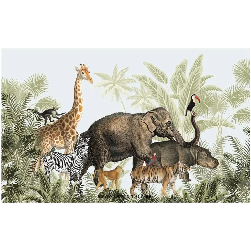 Designed4Kids wandvullend behang kinderkamer jungle parade