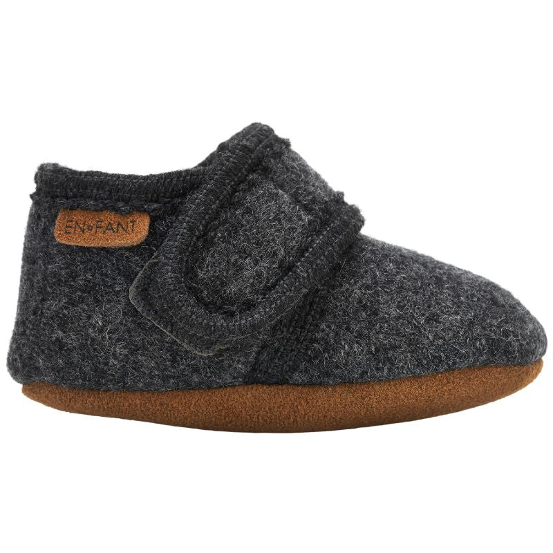 En Fant babyslofjes Wol Dark Grey Melange