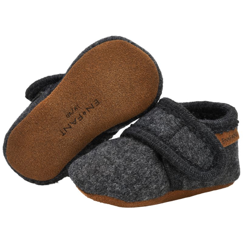 En Fant babyslofjes Wol Dark Grey Melange