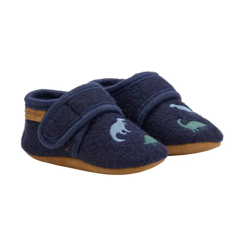 En Fant babyslofjes wol borduursel Navy