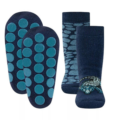 Ewers antislip sokken 2-pack Krokodil marineblauw