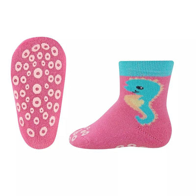 Ewers antislip sokken Krabbelfix Zeepaardje roze