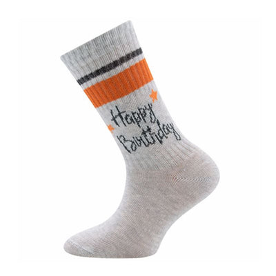 Ewers sokken happy birthday zilvergrijs
