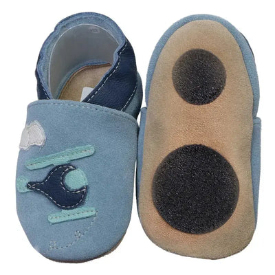 Hobea babyslofjes extra antislip Hubschrauber hellblau