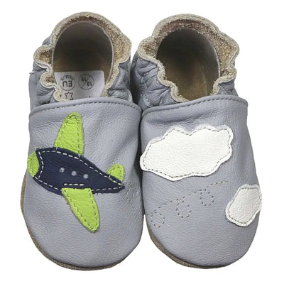 Hobea babyslofjes Flugzeug grau