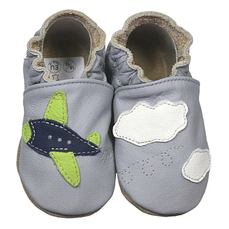 Hobea babyslofjes Flugzeug grau