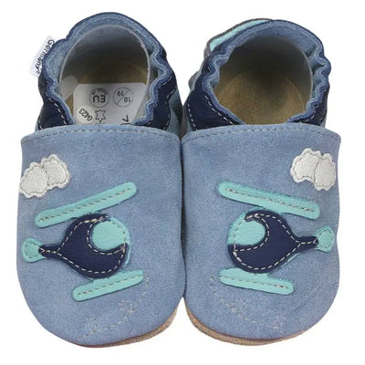 Hobea babyslofjes Hubschrauber hellblau