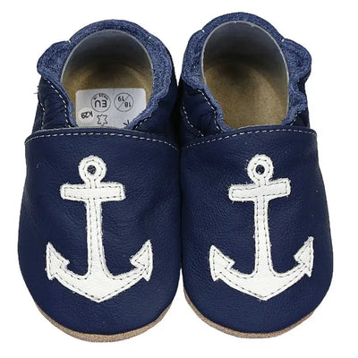Hobea babyslofjes extra antislip Anker auf dunkelblau