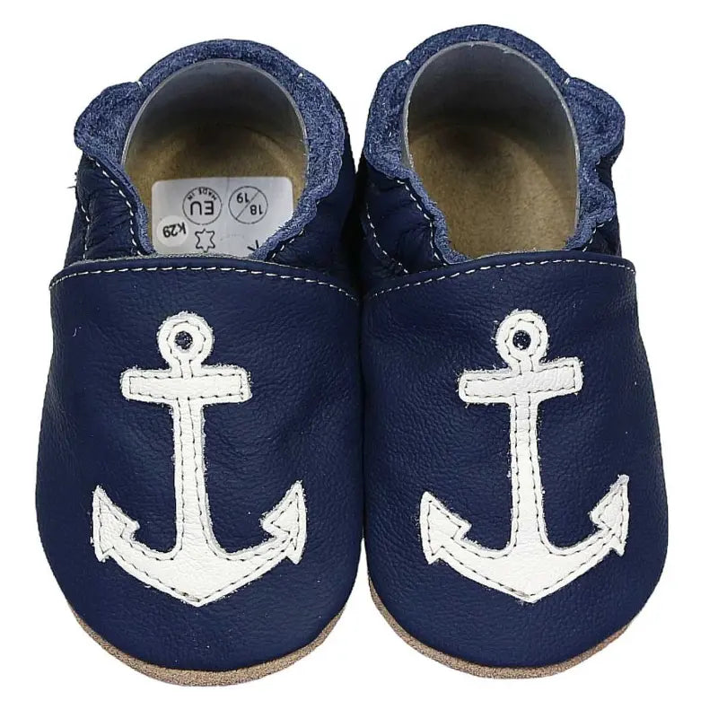 Hobea babyslofjes extra antislip Anker auf dunkelblau