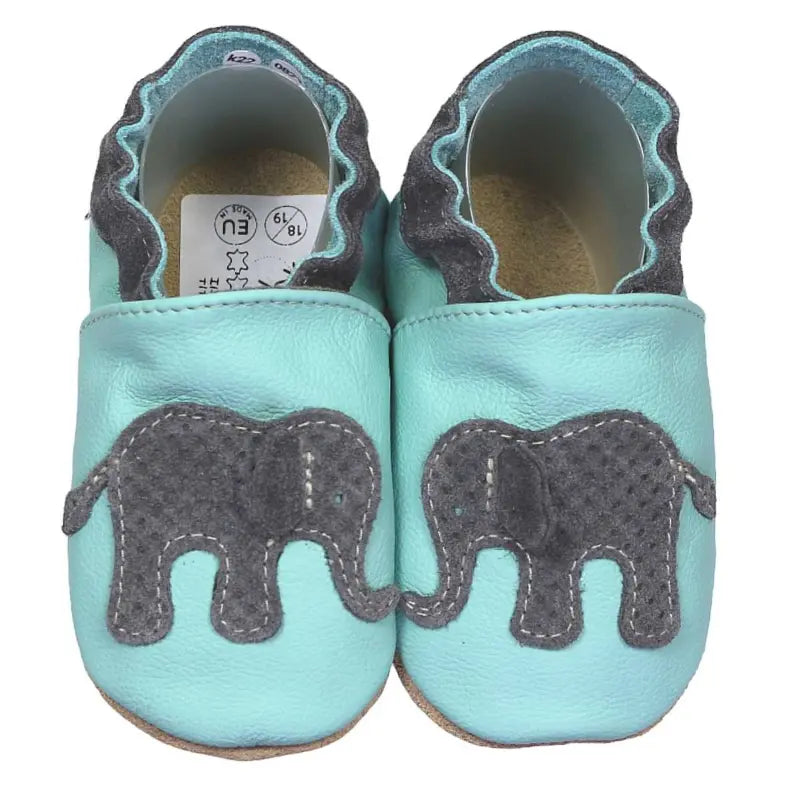 Hobea babyslofjes extra antislip Elefant hellblau