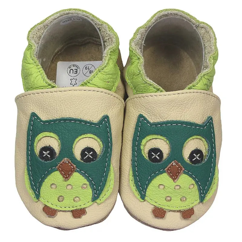 Hobea babyslofjes extra antislip Eule grün