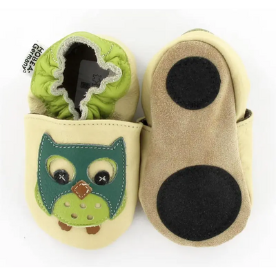 Hobea babyslofjes extra antislip Eule grün