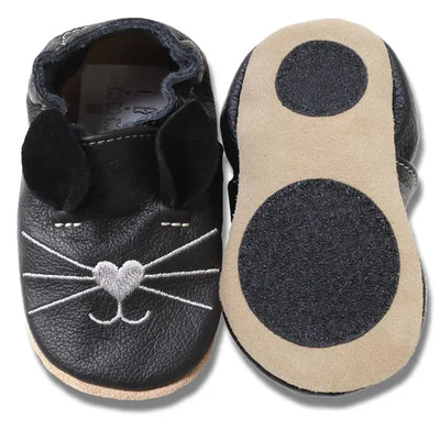 Hobea babyslofjes extra antislip Katze schwarz