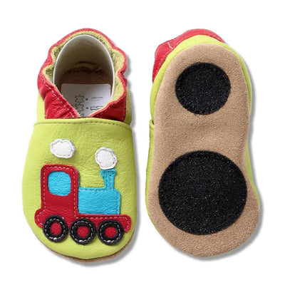 Hobea babyslofjes extra antislip Lokomotive grün
