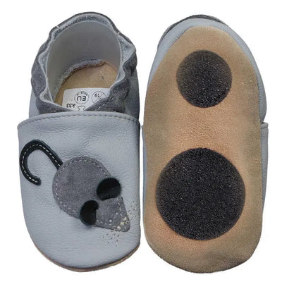 Hobea babyslofjes extra antislip Maus grau