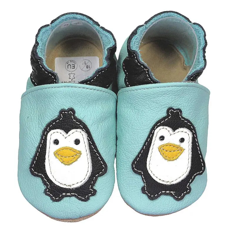 Hobea babyslofjes extra antislip Pinguin hellblau
