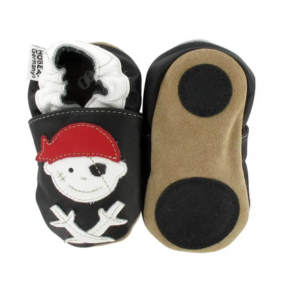 Hobea babyslofjes extra antislip Pirat Jack schwarz