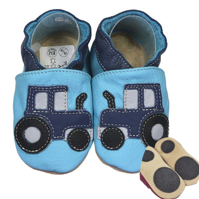 Hobea babyslofjes extra antislip Traktor blau