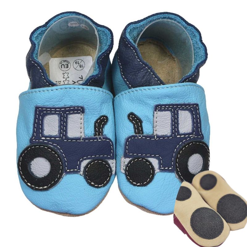 Hobea babyslofjes extra antislip Traktor blau
