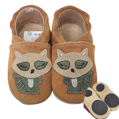 Hobea babyslofjes extra antislip Waschbär braun