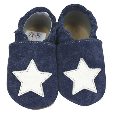 Hobea babyslofjes extra antislip blau met weissem Stern