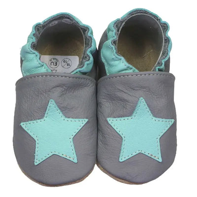 Hobea babyslofjes extra antislip dunkelgrau met mint Stern