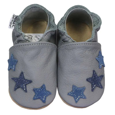 Hobea babyslofjes extra antislip grau mit blauen Sternchen
