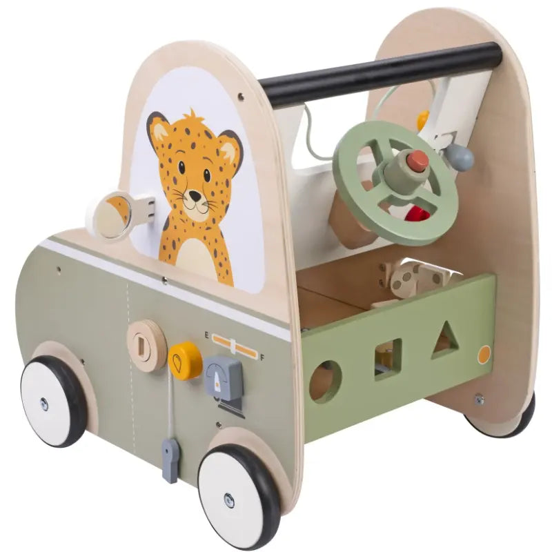 Jack & Jacky loopwagen auto met leeuw en panter - Babyslofje-online