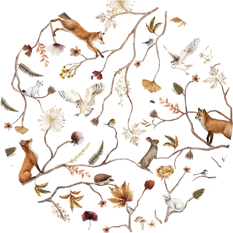 Kikki Belle vloerkleed vinyl Playfull Forest - white