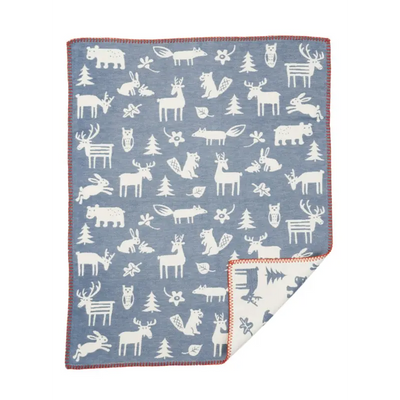 Klippan wiegdeken wol - Forest blauw