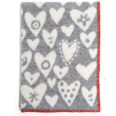 Klippan wiegdeken wol - Heart grijs