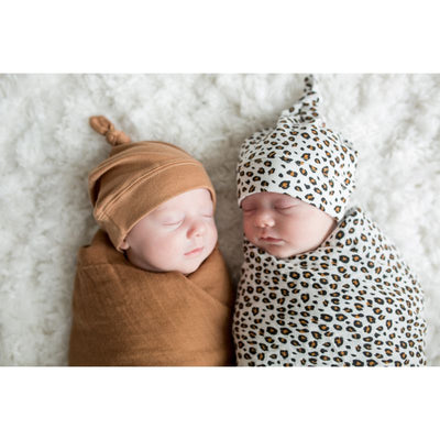 Lulujo Hello World Swaddle & Hat - Leopard