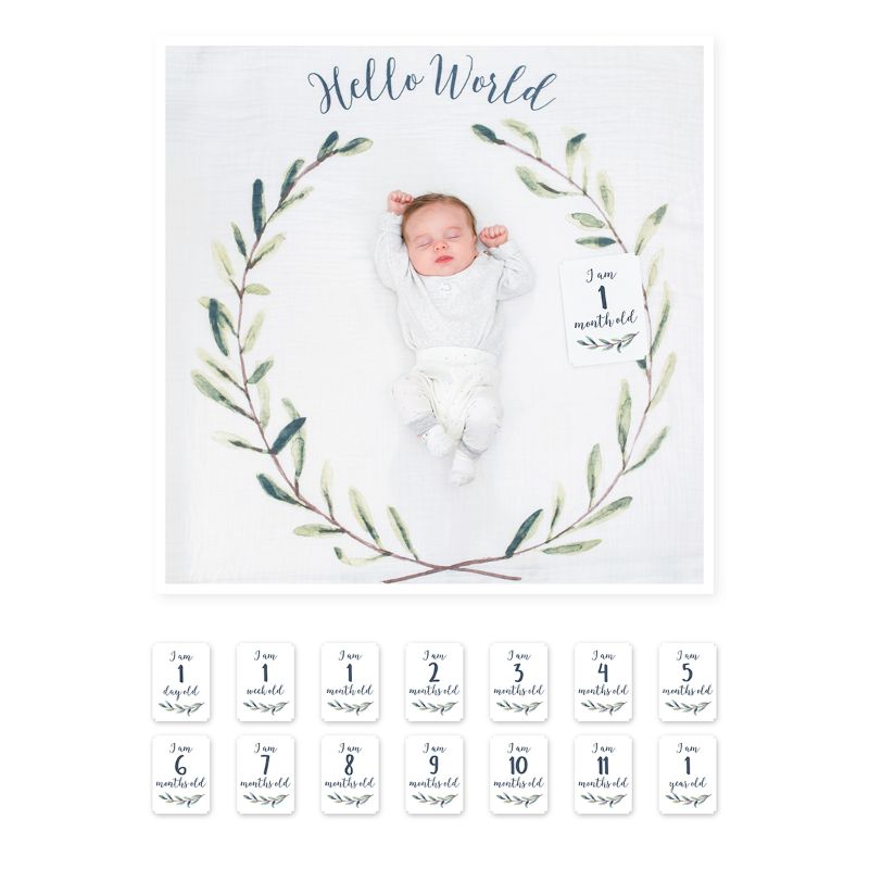 Lulujo Swaddle & Cards - Hello World