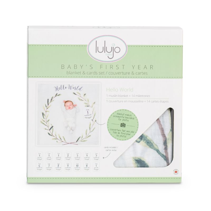 Lulujo Swaddle & Cards - Hello World