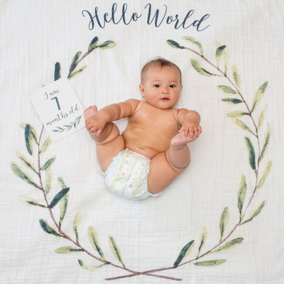 Lulujo Swaddle & Cards - Hello World