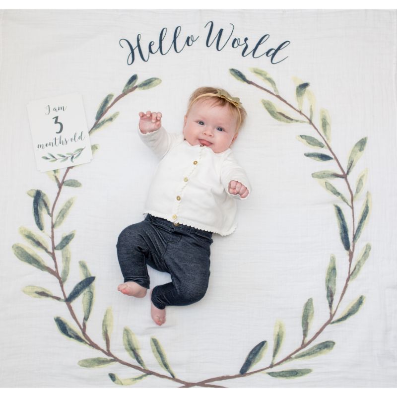 Lulujo Swaddle & Cards - Hello World