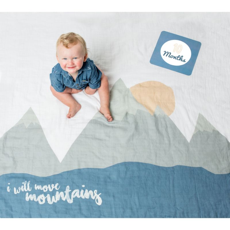 Lulujo Swaddle & Cards - I will move mountains