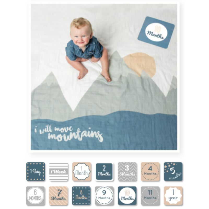 Lulujo Swaddle & Cards - I will move mountains