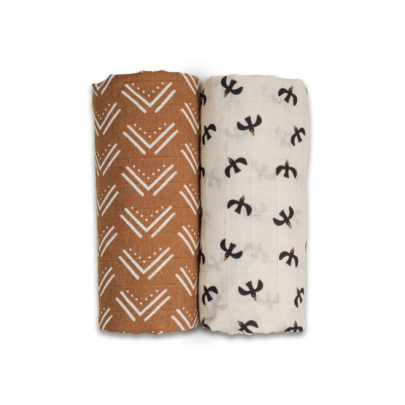 Lulujo swaddle 2-pack Black Birds & Mudcloth