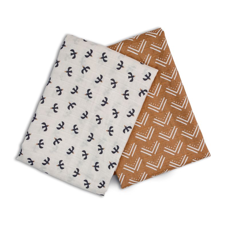 Lulujo swaddle 2-pack Black Birds & Mudcloth