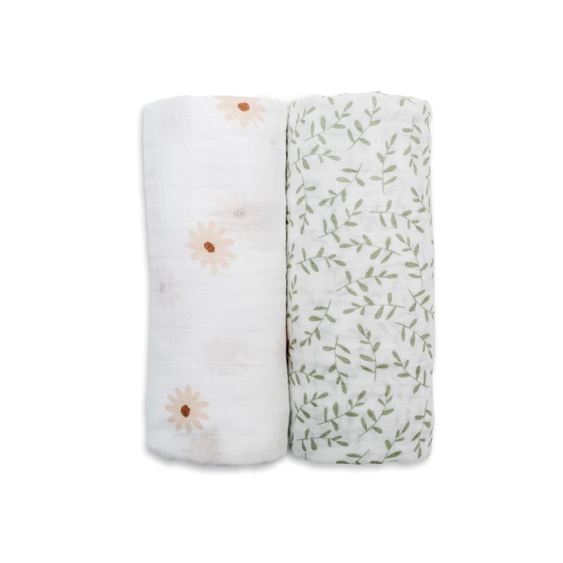 Lulujo swaddle 2-pack Daisies & Greenery