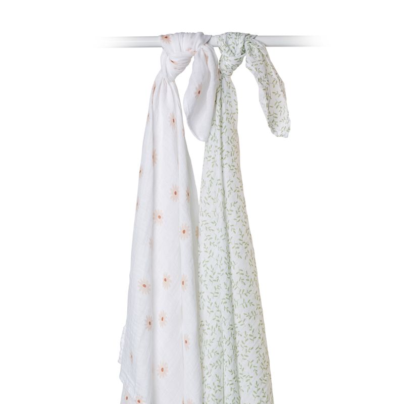 Lulujo swaddle 2-pack Daisies & Greenery