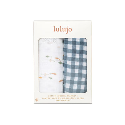 Lulujo swaddle 2-pack Fish & Navy Gingham