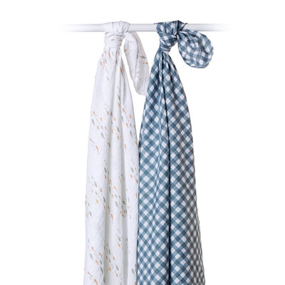 Lulujo swaddle 2-pack Fish & Navy Gingham