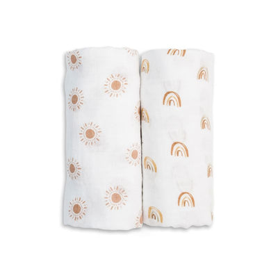 Lulujo swaddle 2-pack Rainbow & Suns