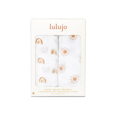 Lulujo swaddle 2-pack Rainbow & Suns