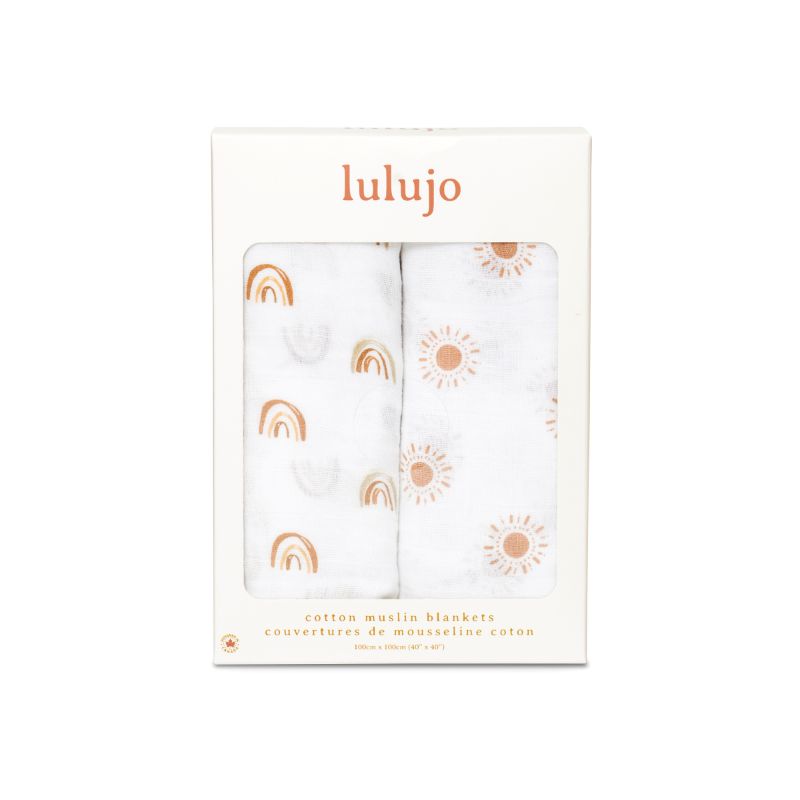 Lulujo swaddle 2-pack Rainbow & Suns